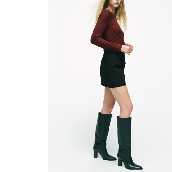 ZARA BROWN LONG SLEEVE SIDE RUCHED LONG SLEEVE BLOUSE TOP - Picture 4 of 10